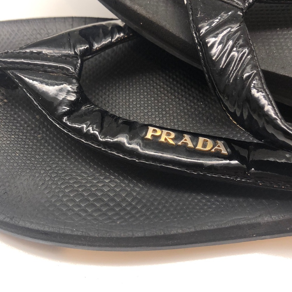 Prada patent leather thong sandals